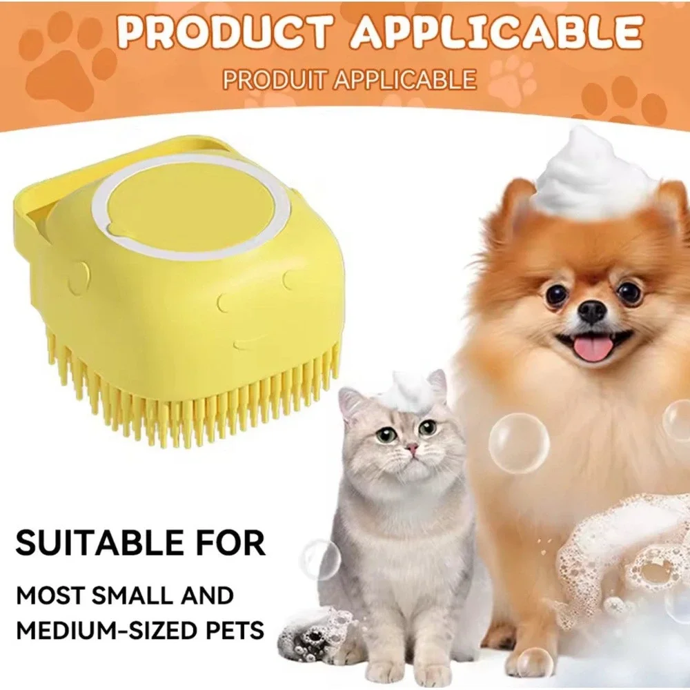 Bath Brush For‎ Dogs And Pets Soft Silicone Comb With Shampoo Box